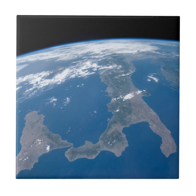 Italien och dess ö Sicilien. Kakelplatta (Framsidan)