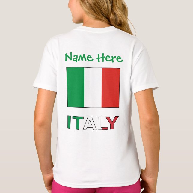 Italien och italiensk Flagga Anpassningsflicka T Shirt (Baksida)