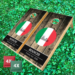 Italien och italiensk Flagga Rustic Wood/Family ro