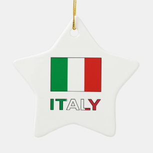 Italien och italienska Flagga Julgransprydnad Keramik