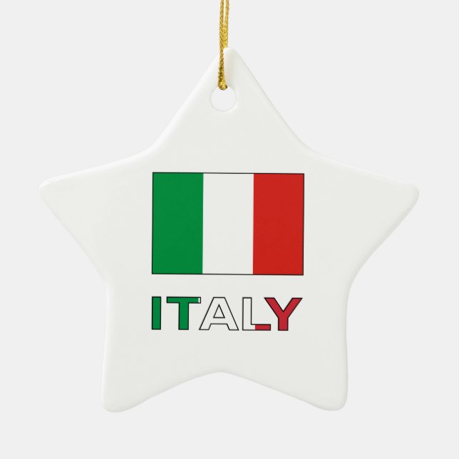 Italien och italienska Flagga Julgransprydnad Keramik (Framsidan)