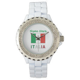 Italien och italienska flaggan Grön personaliserin Armbandsur