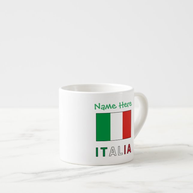 Italien och italienska flaggan Grön personaliserin Espressomugg (Framsida höger)