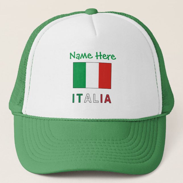 Italien och italienska flaggan Grön personaliserin Keps (Framsida)