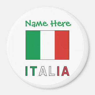 Italien och italienska flaggan Grön personaliserin Magnet