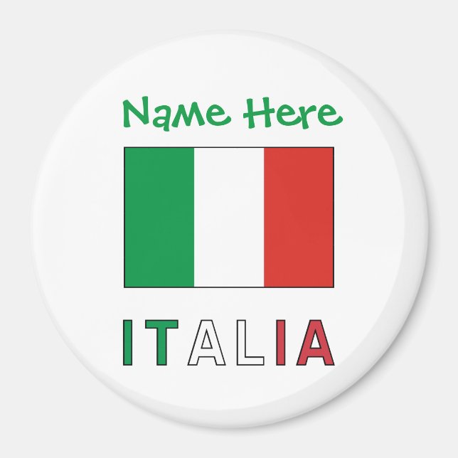 Italien och italienska flaggan Grön personaliserin Magnet (Framsidan)