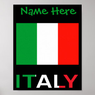 Italien Och Italienska Flaggan Grön Personaliserin Poster