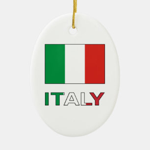 Italien och italienska flaggan julgransprydnad keramik
