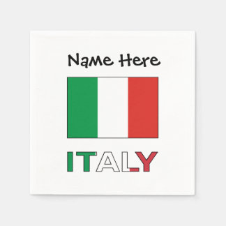 Italien och italienska flaggan med ditt namn pappersservett