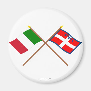 Italien och Piemonte korsad flaggor Magnet