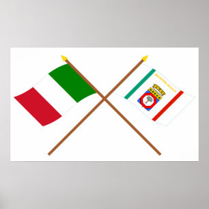 Italien och Puglia korsad flaggor Poster