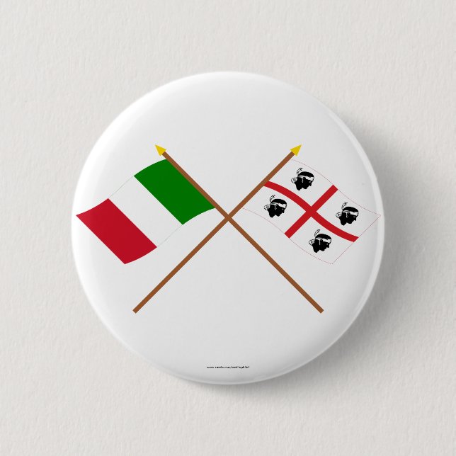 Italien och Sardegna korsad flaggor Knapp (Framsida)