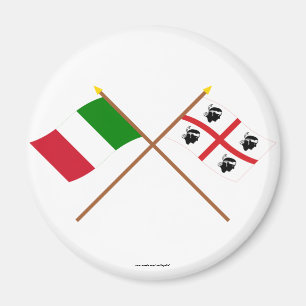 Italien och Sardegna korsad flaggor Magnet
