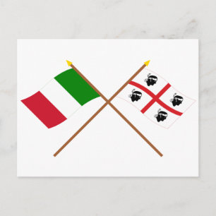 Italien och Sardinien över flaggor Vykort
