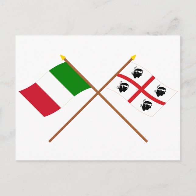 Italien och Sardinien över flaggor Vykort (Framsida)