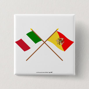 Italien och Sicilia korsad flaggor Knapp