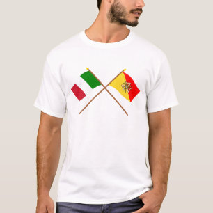 Italien och Sicilia korsad flaggor T-shirt