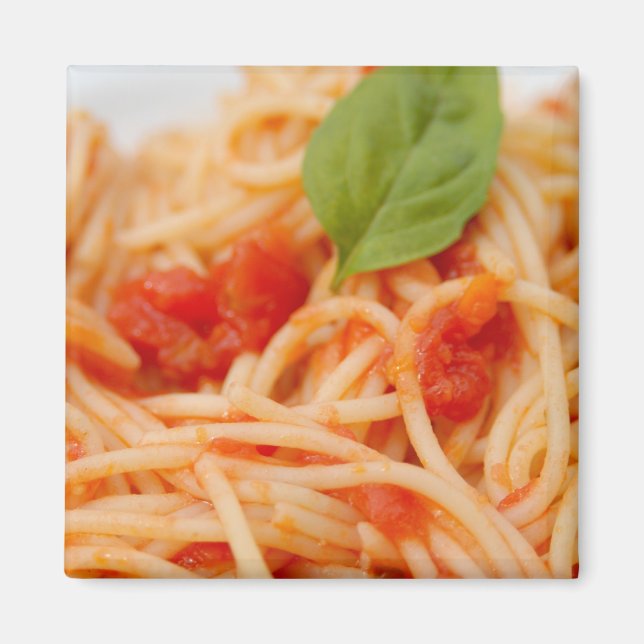 Italien, Orta, Lake Orta, spaghetti med tomat Magnet (Framsidan)