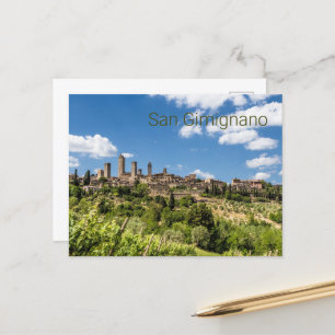 Italien Panorama Souvenir San Gimignano Tuscany Helg Vykort