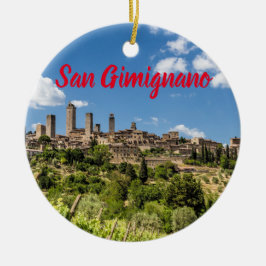 Italien Panorama Souvenir San Gimignano Tuscany Julgransprydnad Keramik