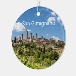 Italien Panorama Souvenir San Gimignano Tuscany Julgransprydnad Keramik