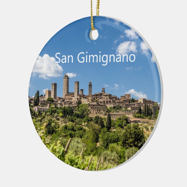 Italien Panorama Souvenir San Gimignano Tuscany Julgransprydnad Keramik (Vänster)
