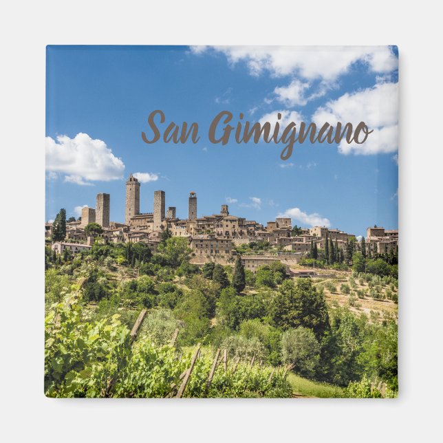 Italien Panorama Souvenir San Gimignano Tuscany Magnet (Framsidan)
