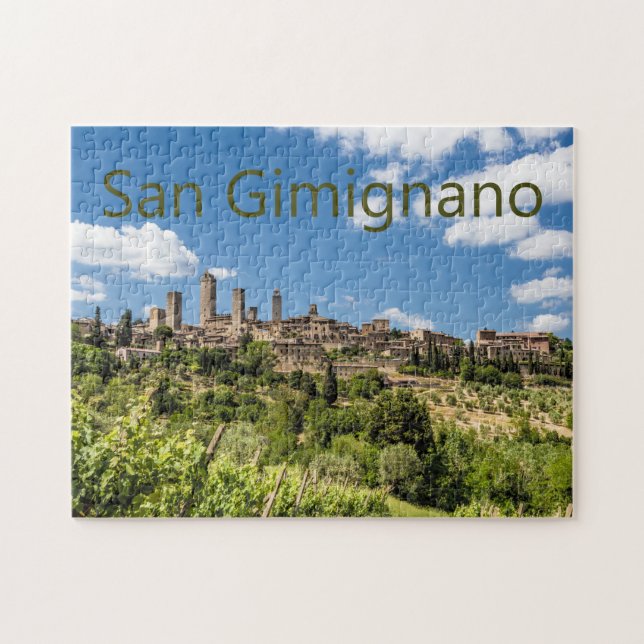 Italien Panorama Souvenir San Gimignano Tuscany Pussel (Horisontell)