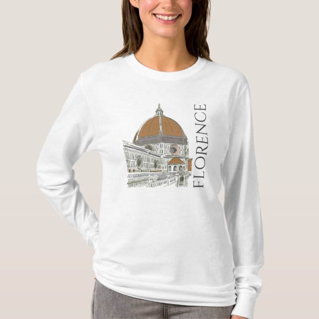 Italien Pen och Bläck vid katedralen i Duomo Flore T Shirt (Framsida)