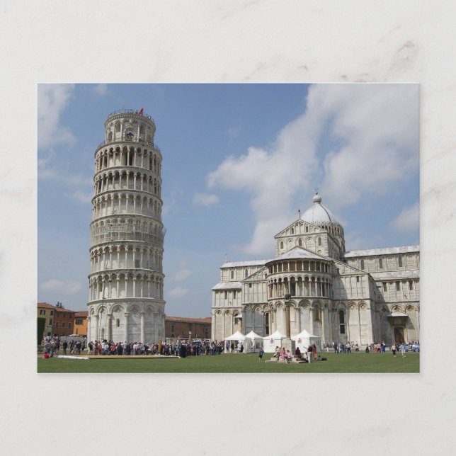Italien, Pisa. Leende Torn i Pisa och Vykort (Framsida)
