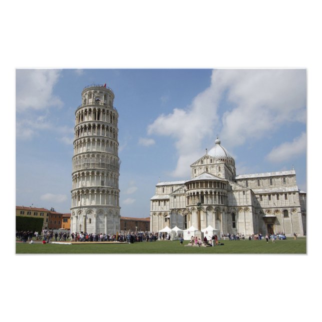 Italien, Pisa. Lutande tornet i Pisa och Fototryck (Framsidan)