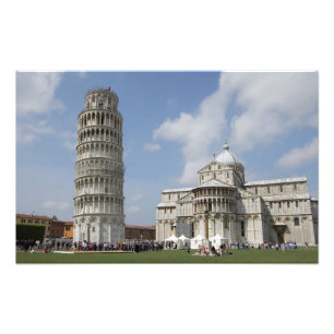 Italien, Pisa. Lutande tornet i Pisa och Fototryck