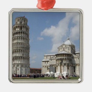 Italien, Pisa. Lutande tornet i Pisa och Julgransprydnad Metall