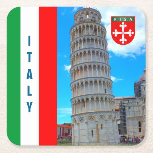 Italien - Pisas linnande Torn Underlägg Papper Kvadrat