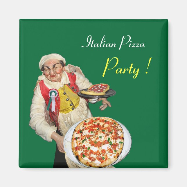 ITALIEN PIZZA,grönt Magnet (Framsidan)