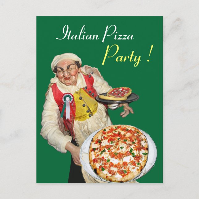 ITALIEN PIZZA PARTY Grönt Recipe Vykort (Framsida)