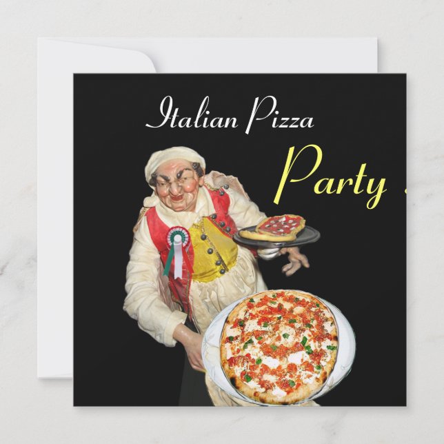 ITALIEN PIZZA PARTY, RESTAURANT Red black Inbjudningar (Framsida)