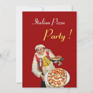 ITALIEN PIZZA PARTY, RESTAURANT Red black Inbjudningar