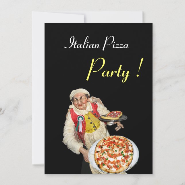 ITALIEN PIZZA PARTY, RESTAURANT Red black Inbjudningar (Framsida)