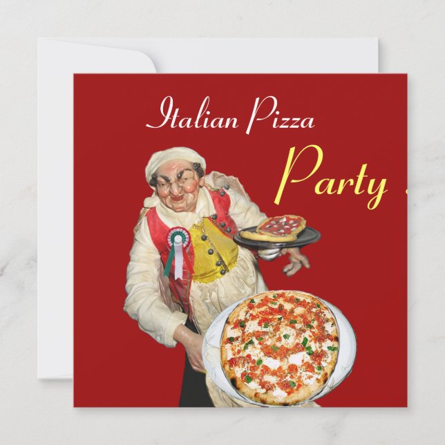 ITALIEN PIZZA PARTY, RESTAURANT Red black Inbjudningar (Framsida)