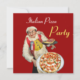 ITALIEN PIZZA PARTY, RESTAURANT Red black Inbjudningar