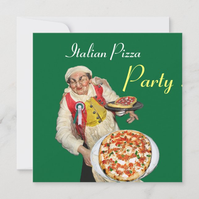 ITALIEN PIZZA PARTY , RESTAURANT Red grönt Inbjudningar (Framsida)