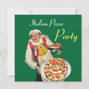 ITALIEN PIZZA PARTY , RESTAURANT Red grönt Inbjudningar