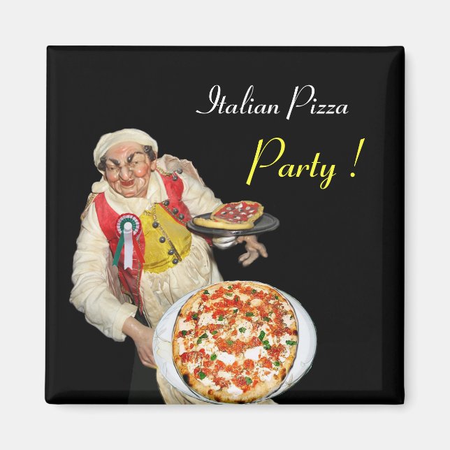 ITALIEN PIZZA,svart Magnet (Framsidan)
