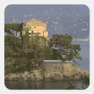 Italien, Portofino. Scenisk liv på Fyrkantigt Klistermärke