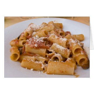 Italien, Positano. Visningstallrik med rigatoni. Hälsningskort