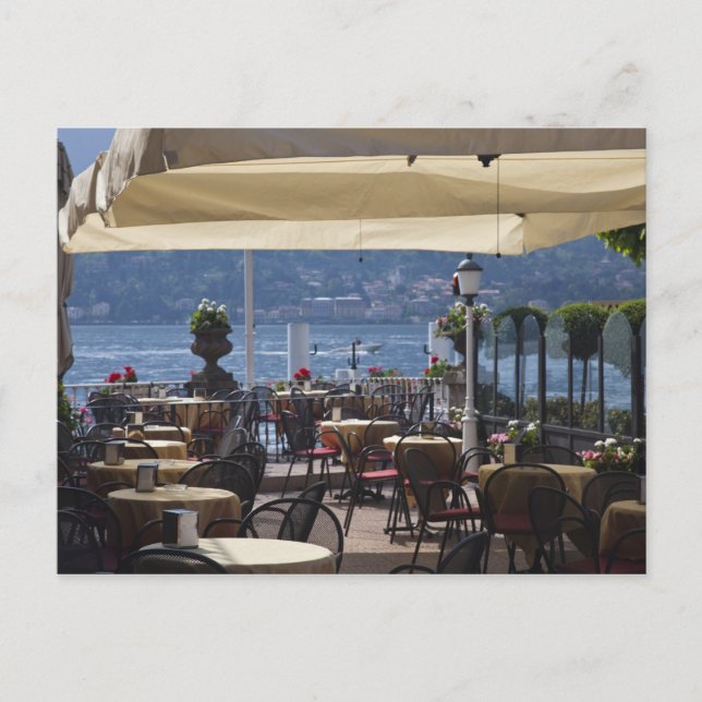 Italien, provinsen Como, Bellagio. Lakeside cafe. Vykort (Framsida)