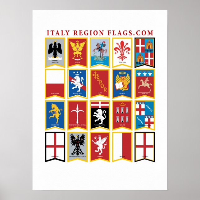 Italien Region Flaggor Poster (Framsidan)