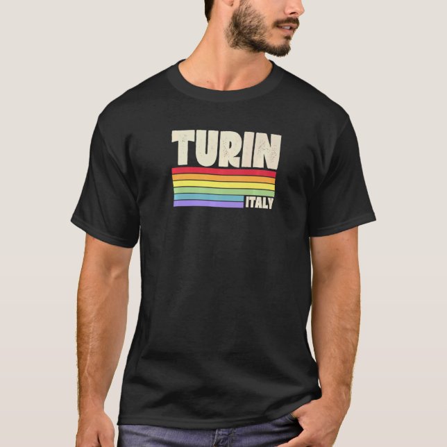 Italien Regnbåge Gay pride Merch Retro 70 s 80 T Shirt (Framsida)