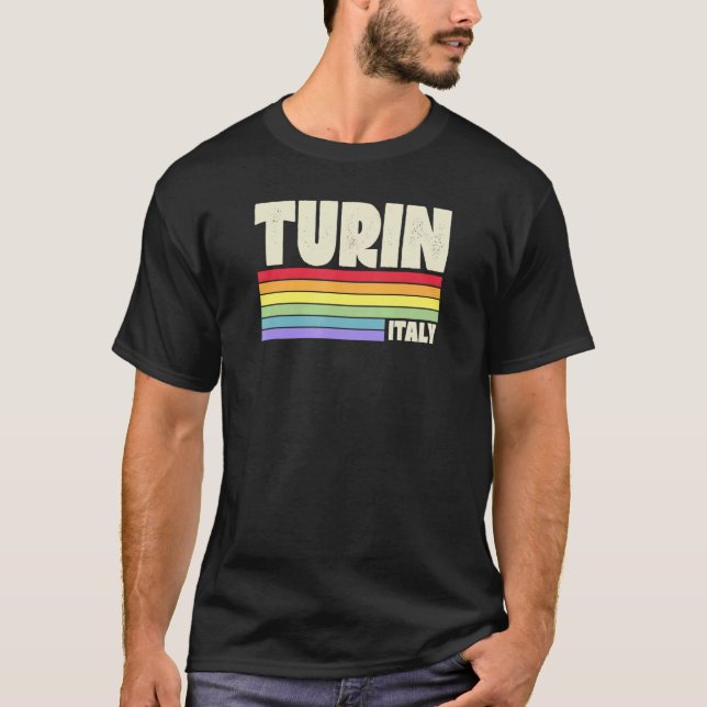 Italien Regnbåge Gay pride Merch Retro 70 s 80 T Shirt (Framsida)